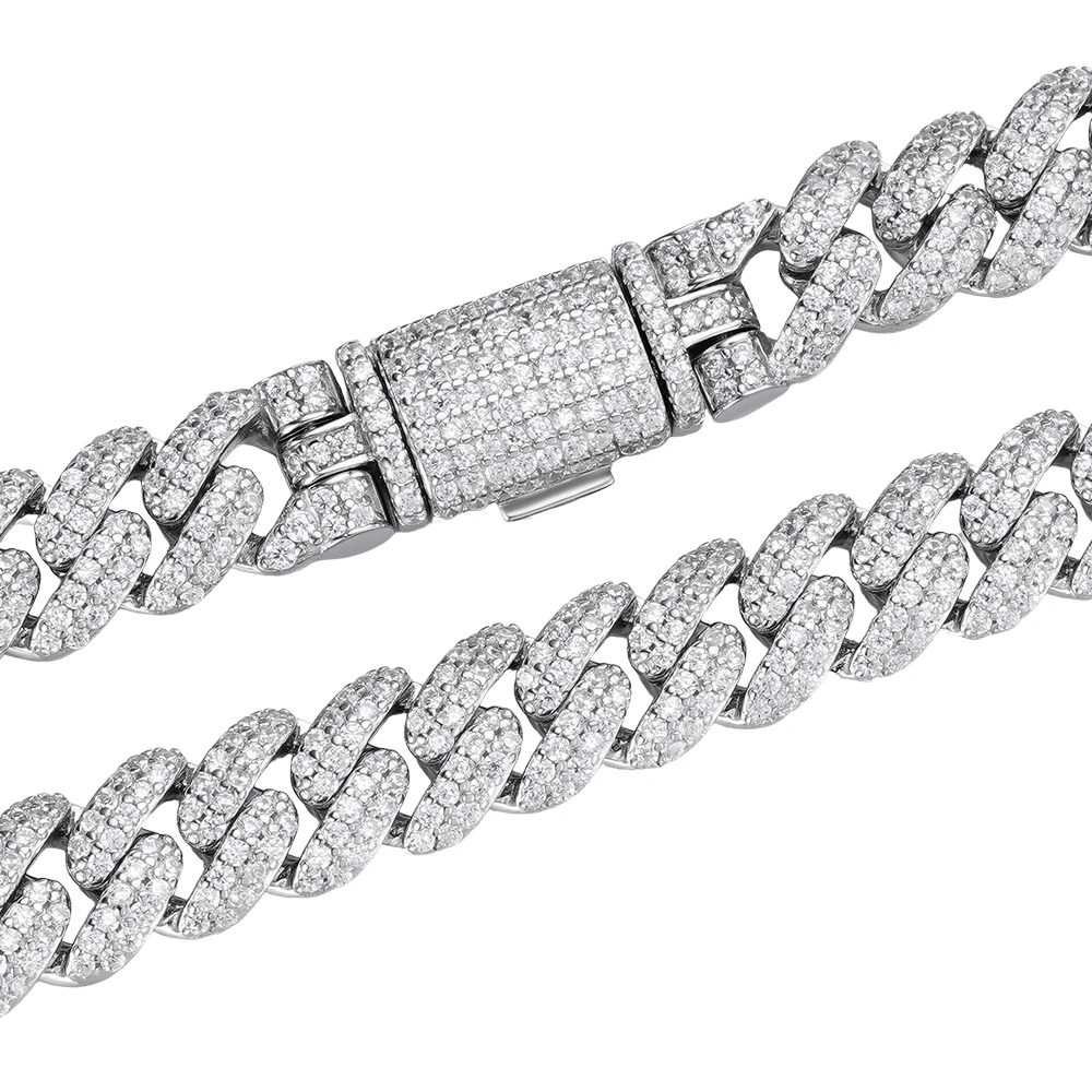Hop Jewelry .Hip Ice Out VVS D Moissanite Miami 18K 14K Real Gold Plated 925 Sterling Silver Cuban Link Chain Necklace for Men