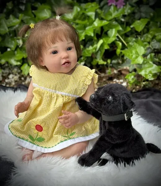 DLS dostosowana ograniczona dostawa 24-calowa odrodzona lalka Lottie z ręcznie ukorzenionymi włosami już gotowa lalka z inną sukienką