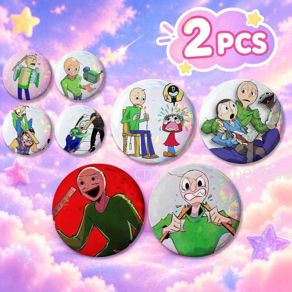 FOR Baldis Employee Badge 2Pcs Set Round Button Pin Brooch 25/32/44/58/75mm Fans Collection Backpack Decor Gift