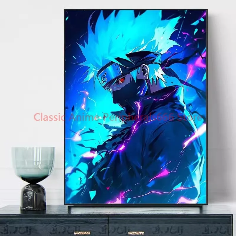 Naruto entrada pendurado pintura anime naruto sasuke kakashi sala de estar decoração pintura quarto das crianças cabeceira mural masculino