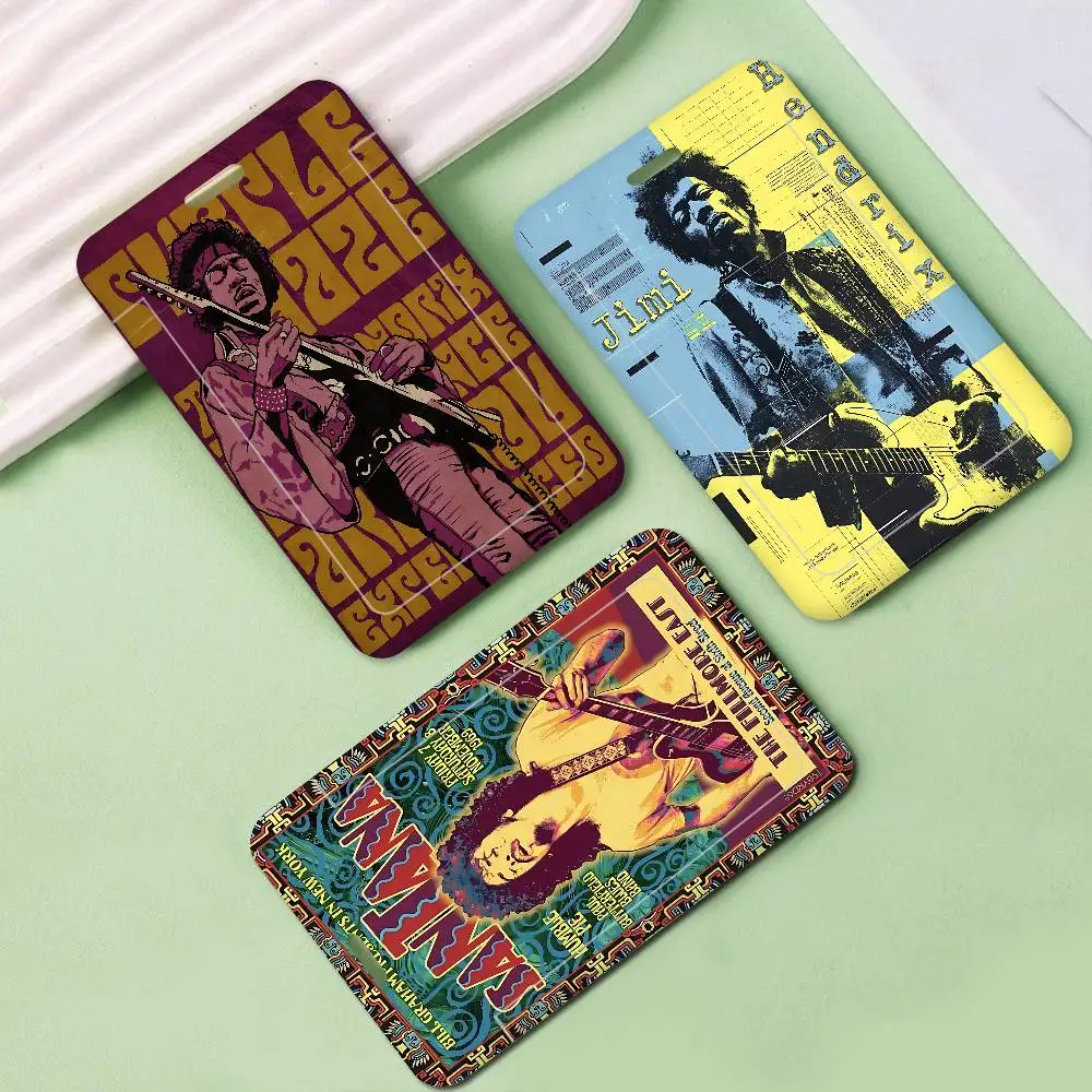 SINGER J-JIMI H-HENDRIX 1 Pcs Sliding ID Badge Holder With Clear Window ID Card Protector For Office School Staff Student