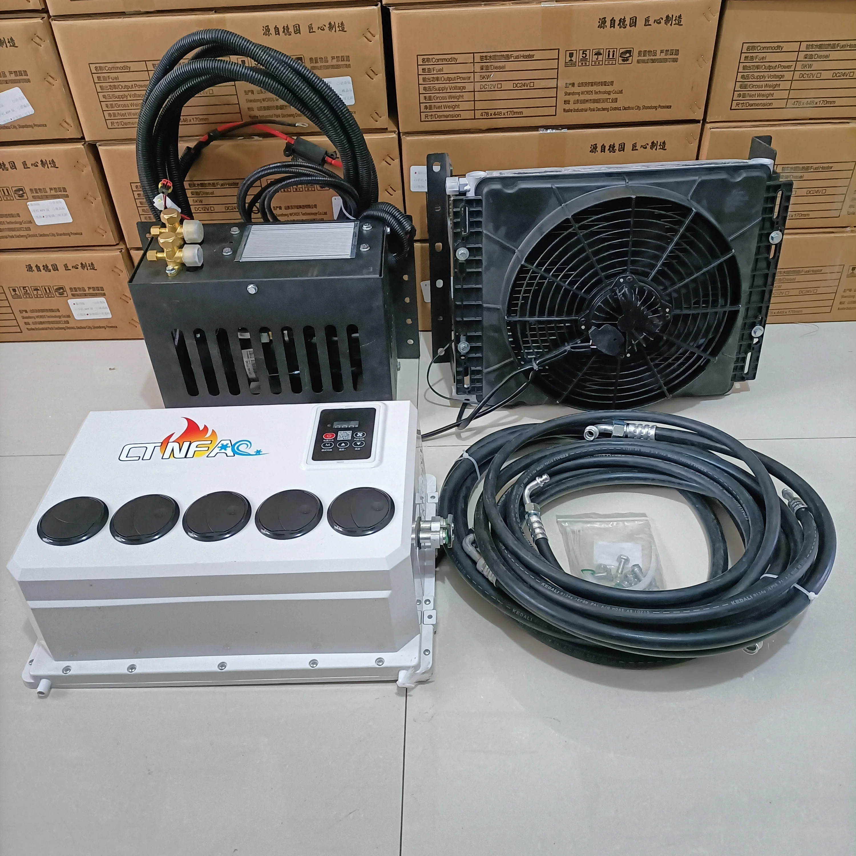 For China Factory Parking Cooler DC 12V/24v Mini Split Car Air Conditioning Truck RV Parking Air Conditioning