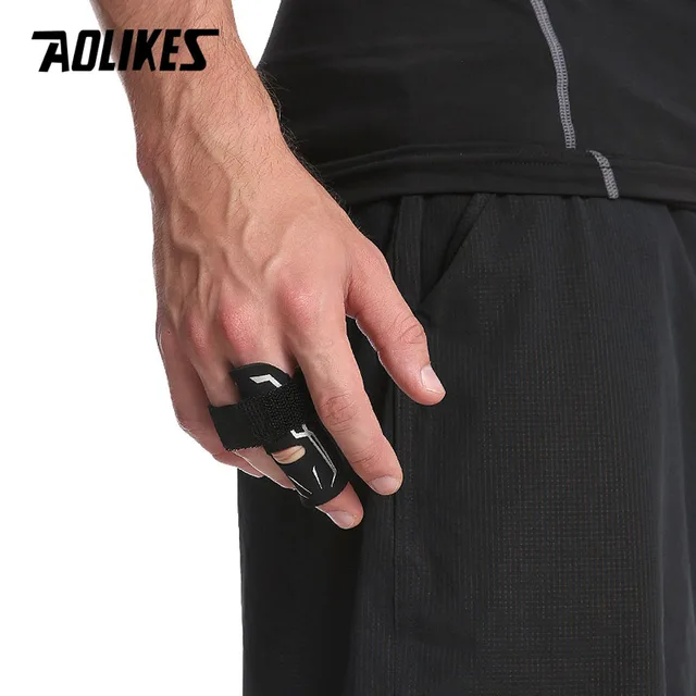 AOLIKES 1 szt. Szyna na palec opaski ochronne kompresja oddychający rękaw na palec do koszykówki pomoc sportowa wsparcie Wrap czapki Protector