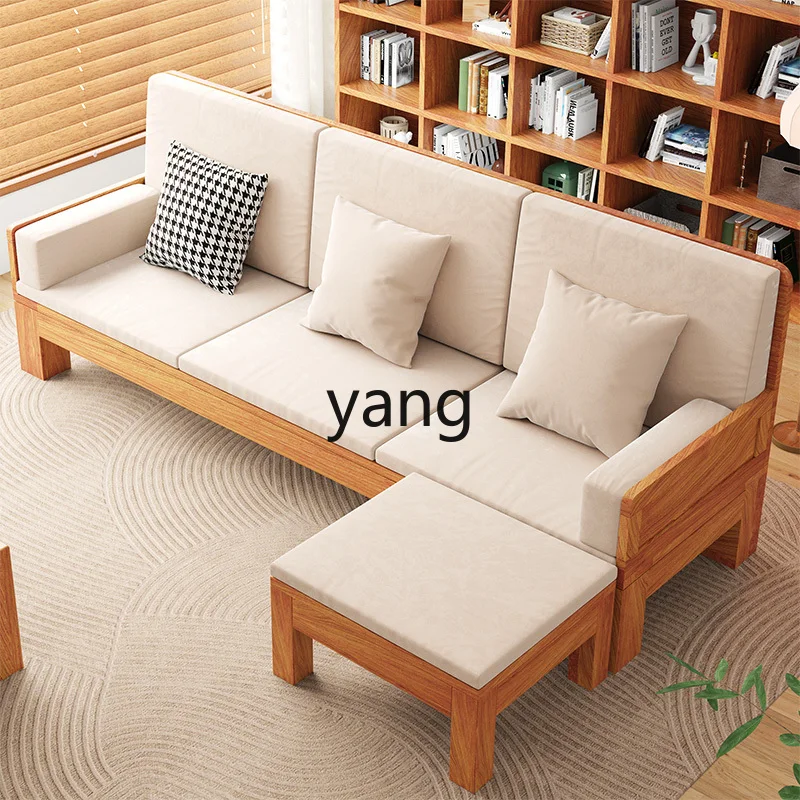 LTT all-solid wood sofa Japanese winter and summer dual-purpose fabric sofa combination log style