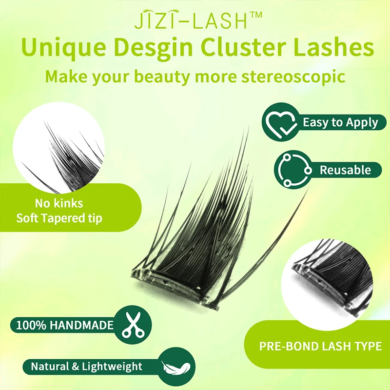 JIZI-LASH 自己粘着クラスターまつげ接着剤不使用 DIY ナチュラル個別まつげエクステンションつけまつげメイクアップアクセサリー