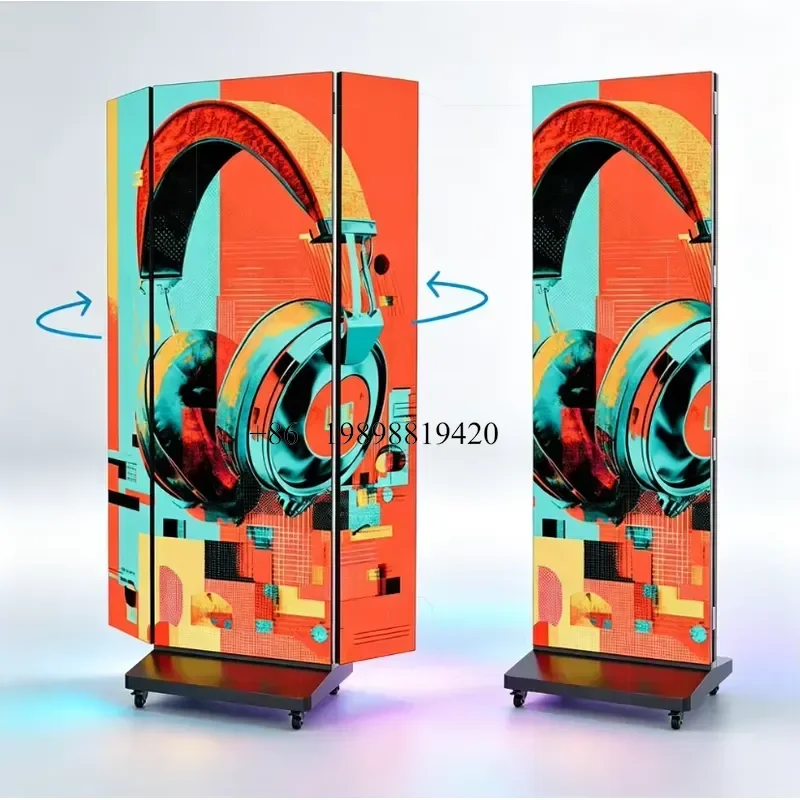 Wmwmnu for Led Poster Display Double Sided Flip-Up LED Screen Gob Protection P1.8 Floor Stand Indoor Poster customized produc