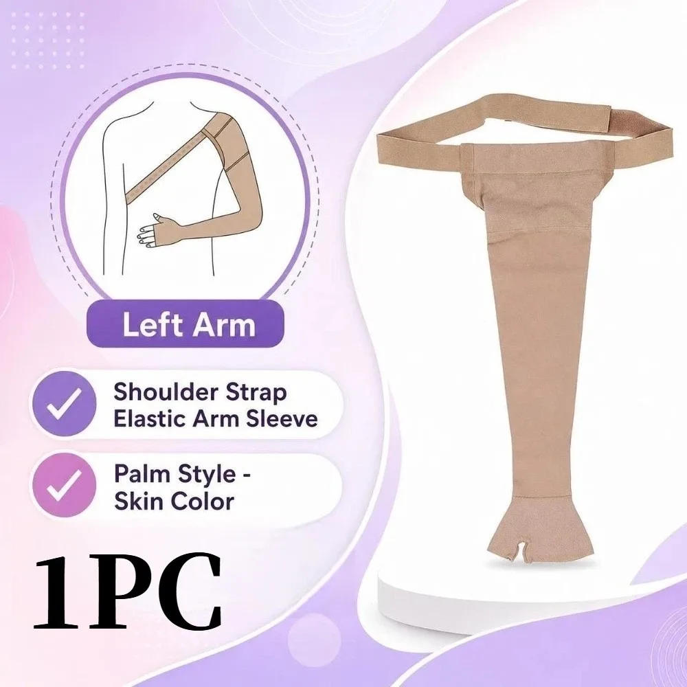 Stretchy Compression Arm Sleeve Skin-friendly Comfortable Arm Compression Stocking Durable Breathable Shoulder-strap Arm Sleeve