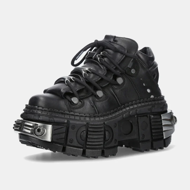

2025 New Fashion Retro Tank-Soled Shoes Metal High-Top Shoes Thick-Soled Real Leather Shoes Punk Platform Style Shoes Women/men