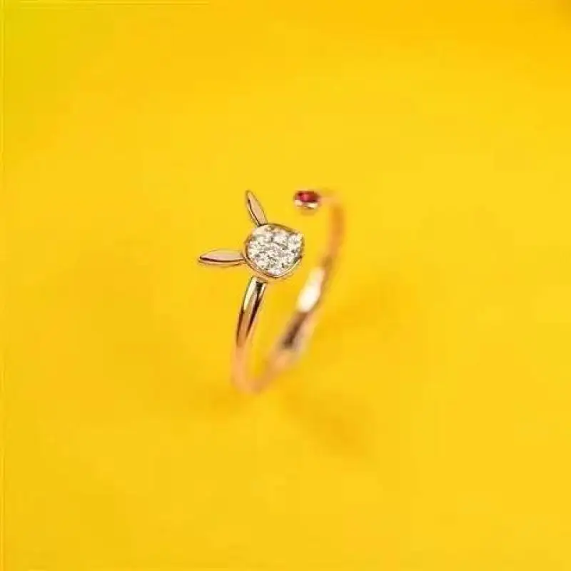 Pokemon Pikachu Ring Silver 925 Men Woman Cosplay Anime Open Ring Anime Unisex Rings Jewelry Gift for Friends Romantic Gifts