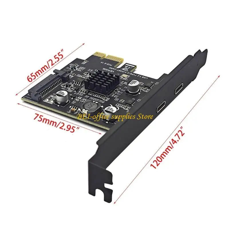 A9LC PCIe 1x a USB 3.2 Cards espansione 10gpbs USB C PCIE CARDS PCIE TESTA DOPPIO CON ADAPTER 15pin