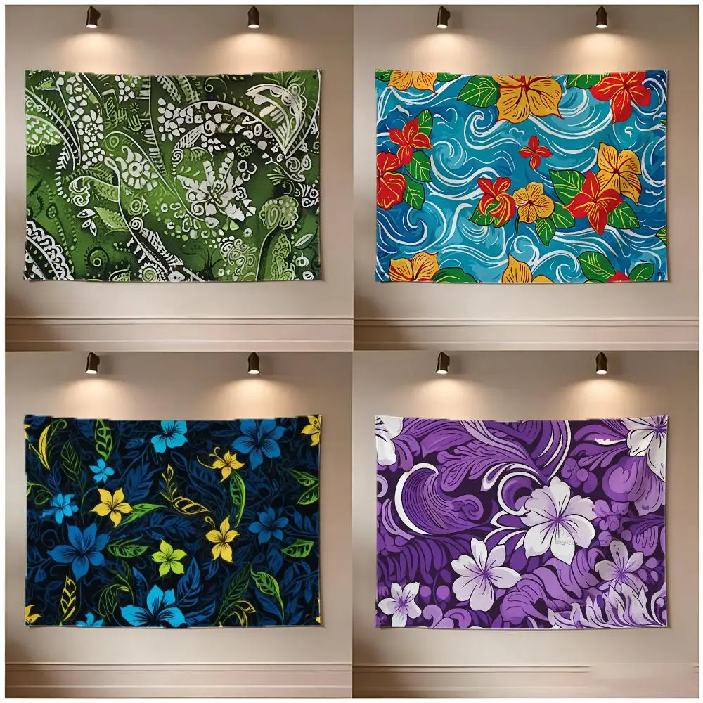 Exotic Floral Polynesian Plumeria Flags Borderless Four Ring Ornament Indoor Outdoor Decoration Quick Hang Install