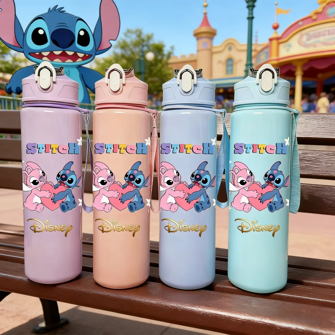 

Бутылка для воды Stitch & Angel | 3D-печать, модный оригинальный дизайн с кнопкой-защелкой, многоразовый и легкий, идеально подходит для путешествий