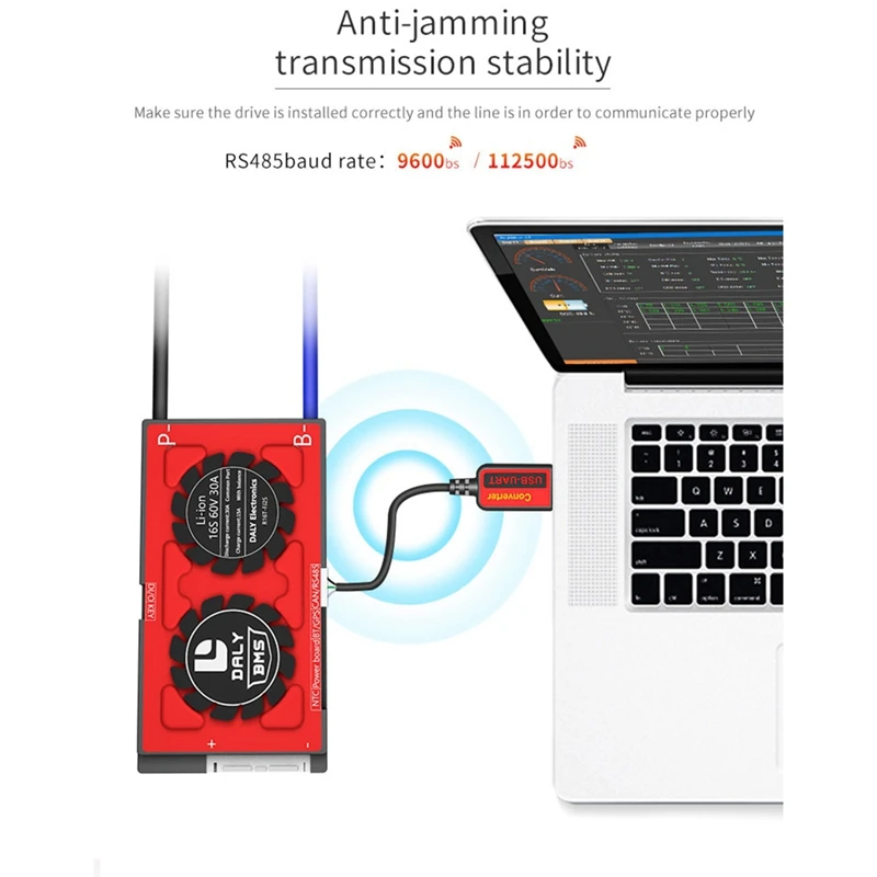 كابل بروتوكول اتصال BMS USB- UART لبطارية LiFePO4 Li-Ion NCM lإلى 4S ، 4S إلى 32S Daly الذكي BMS UART ، الكمبيوتر