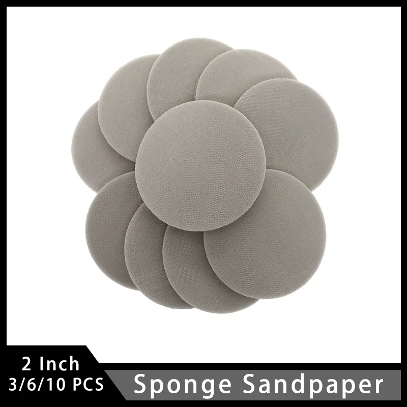 2 Zoll 50 mm Schwamm-Schleifpapier, 3/6/10 Stück, Klettverschluss, nass und trocken, sortiert, Körnung 320–8000, zum Polieren von Auto, Metall und Schleifen von Metall