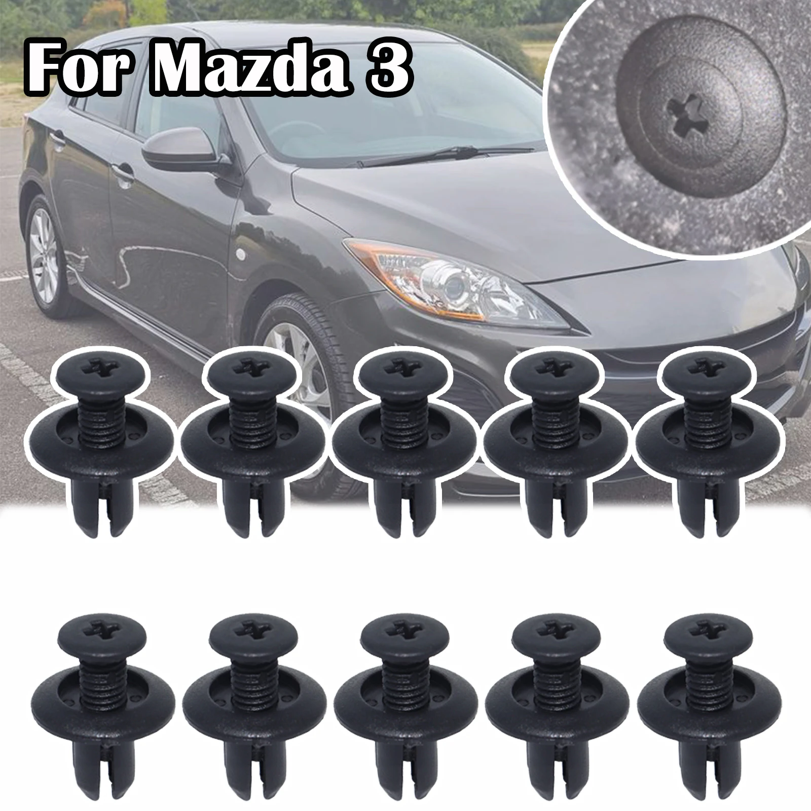 

10pcs For Mazda 3 BK BL BM/BN 2004 - 2018 CX-5 KE CX-9 TB Car Bumper Wheel Arch Lining Trim Screw Rivet Fender Liner Hood Clips