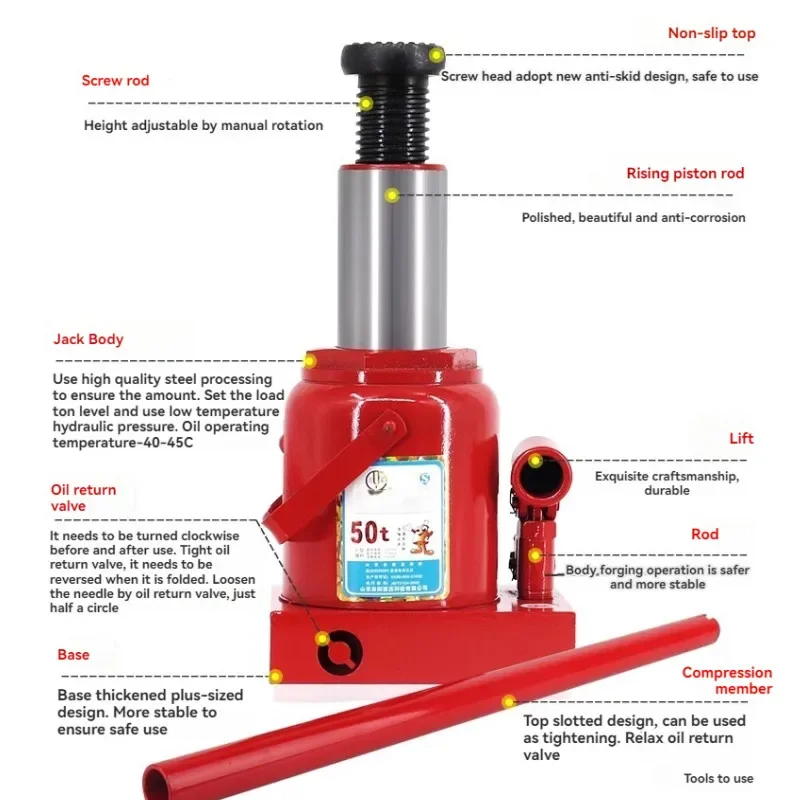 1PC 32T Jin Top Vertical Hydraulic Car Truck Auto Repair with Oil Pressure Car Top