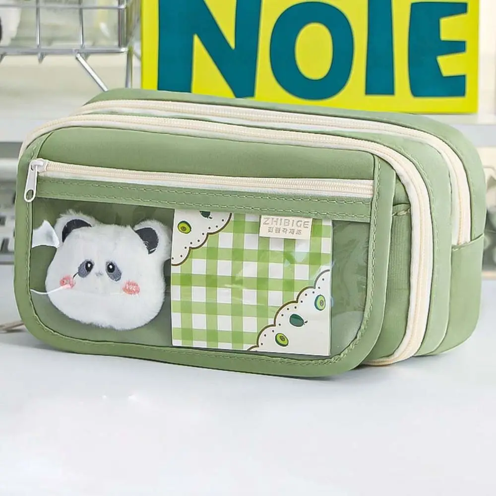 Imagem -05 - Estojos de Lápis Panda com Bolso Frontal Estojo Portátil dos Desenhos Animados Bolsa de Armazenamento Multifuncional Panda Papelaria