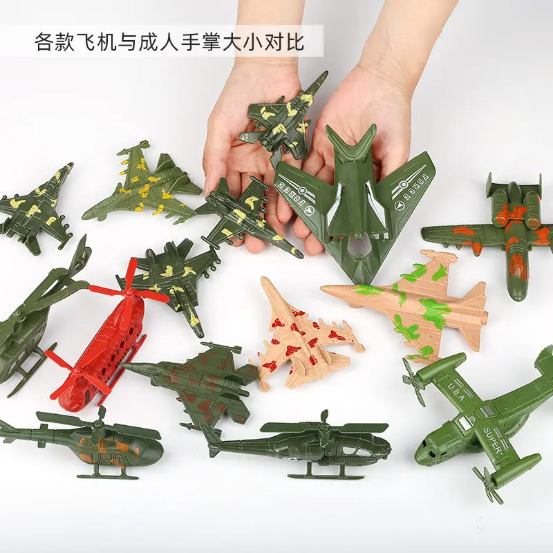 Military Helicopter Plastic Creative Fighter Pilot Play Mini Flying Airplane Aviation Model Aircraft Props 4pc/set