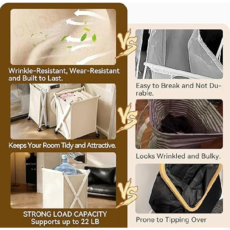 Collapsible Laundry Basket Wheels Foldable Rolling Laundry Hamper Dirty Clothes Suitable Seniors Pregnant Women Family Closet