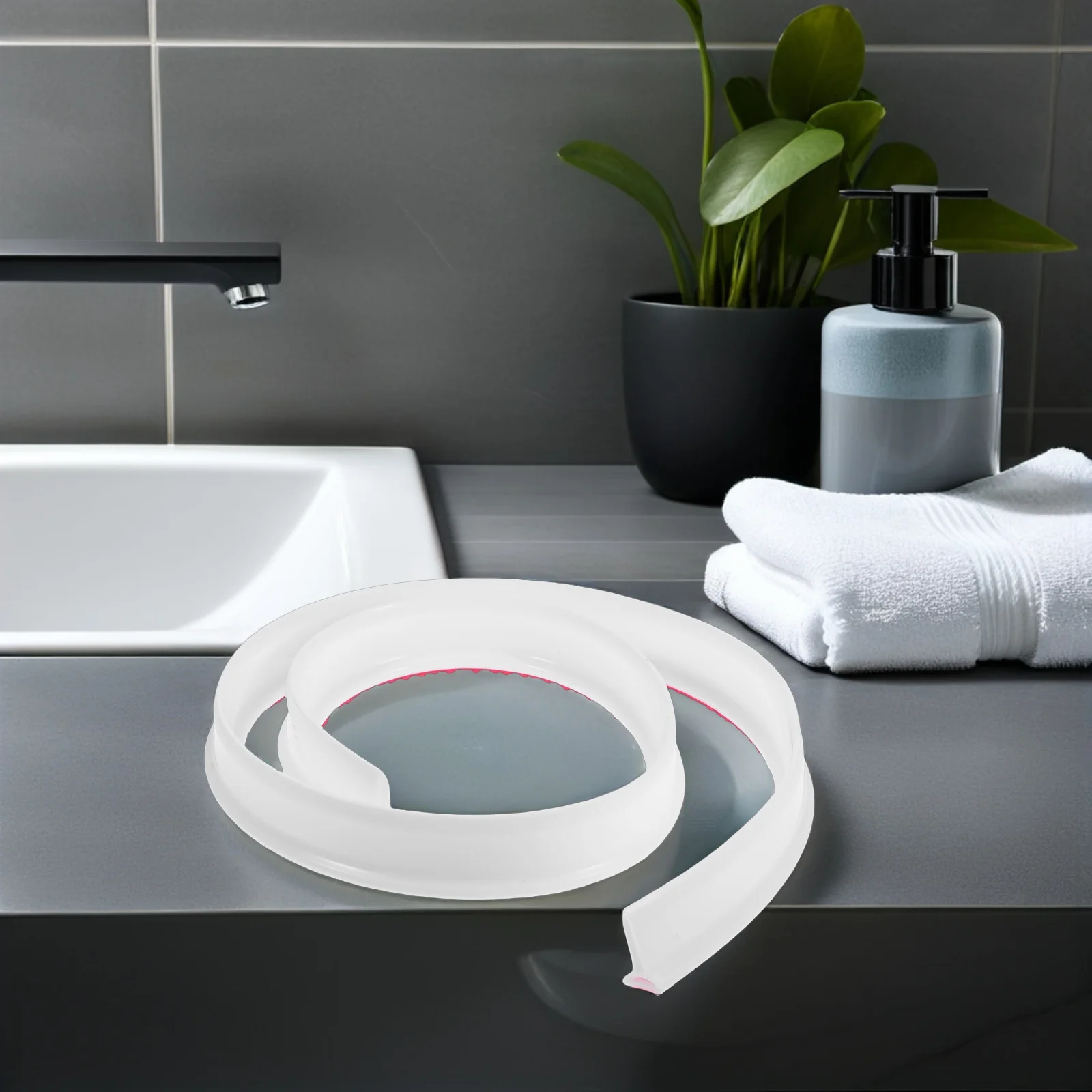 

Silicone Water Retaining Strip Flexible Waterproof Bathroom Toilet Water Blocking Strip Self-Adhesive Shower Floor Barrier Wet