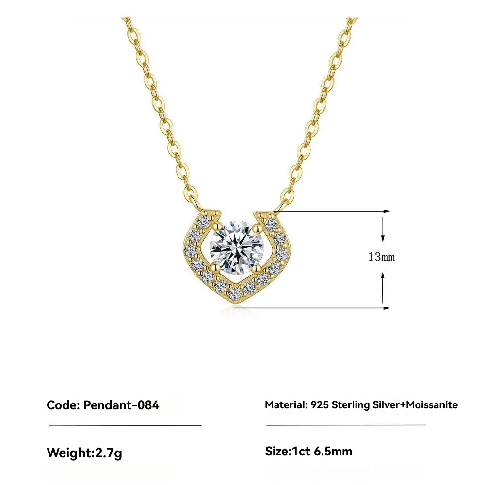 

Simple 1ct Moissanite Women Pendant Necklace -Valentine's Day Pendant Gift, Engagement Jewelry with Gold Plated Chain