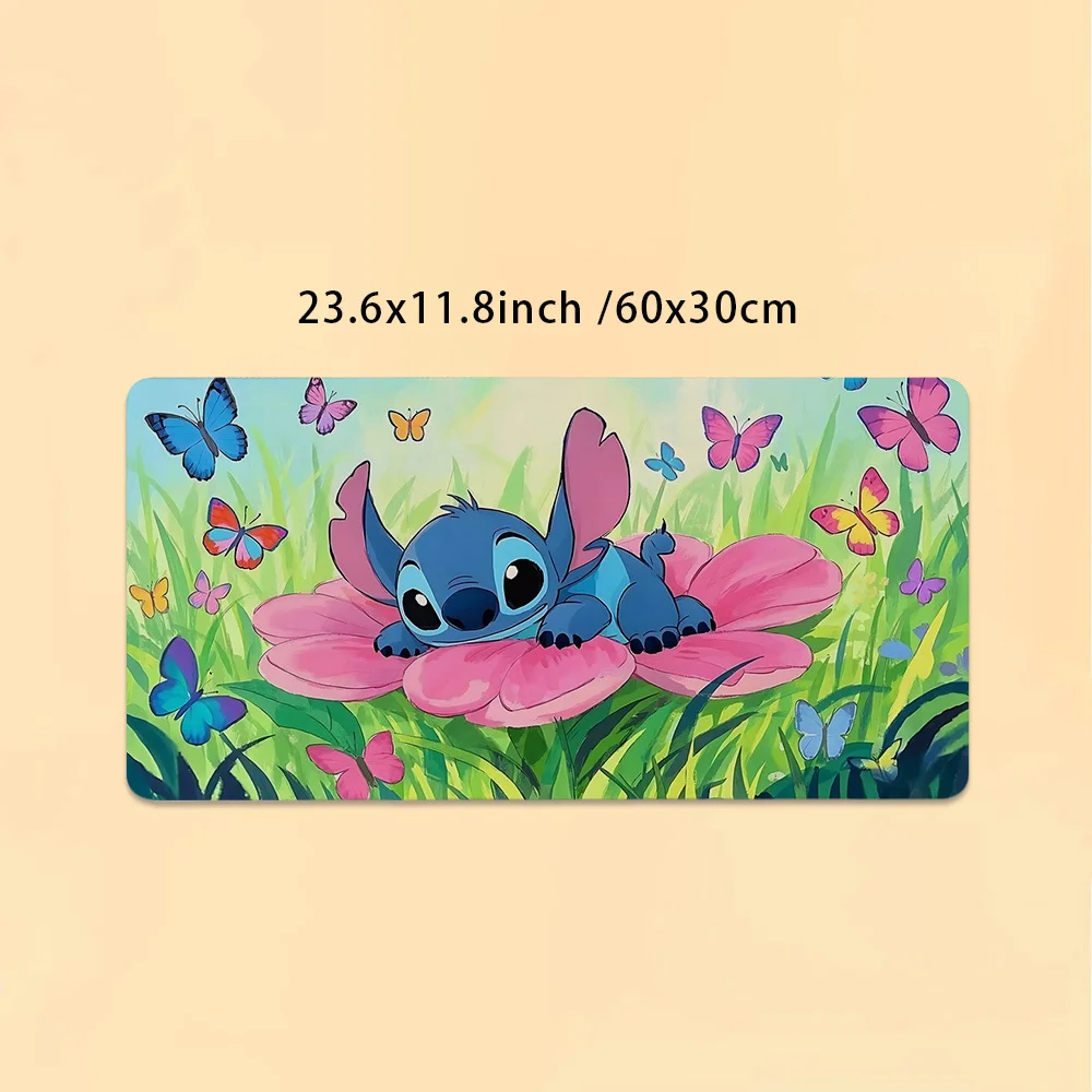 Karakter Kartun Disney Kawaii Stitch, Kupu-kupu Monster Biru, Alas Mouse Gaming Besar dengan Ilustrasi Gambar Tangan, Pri HD Keren
