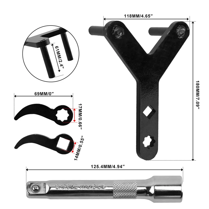 

Reliable 1/2Inch Specialty Suspension Bushing And Lower Control Arm Prying Tool Kit Pry Bar Wrench Adapter
