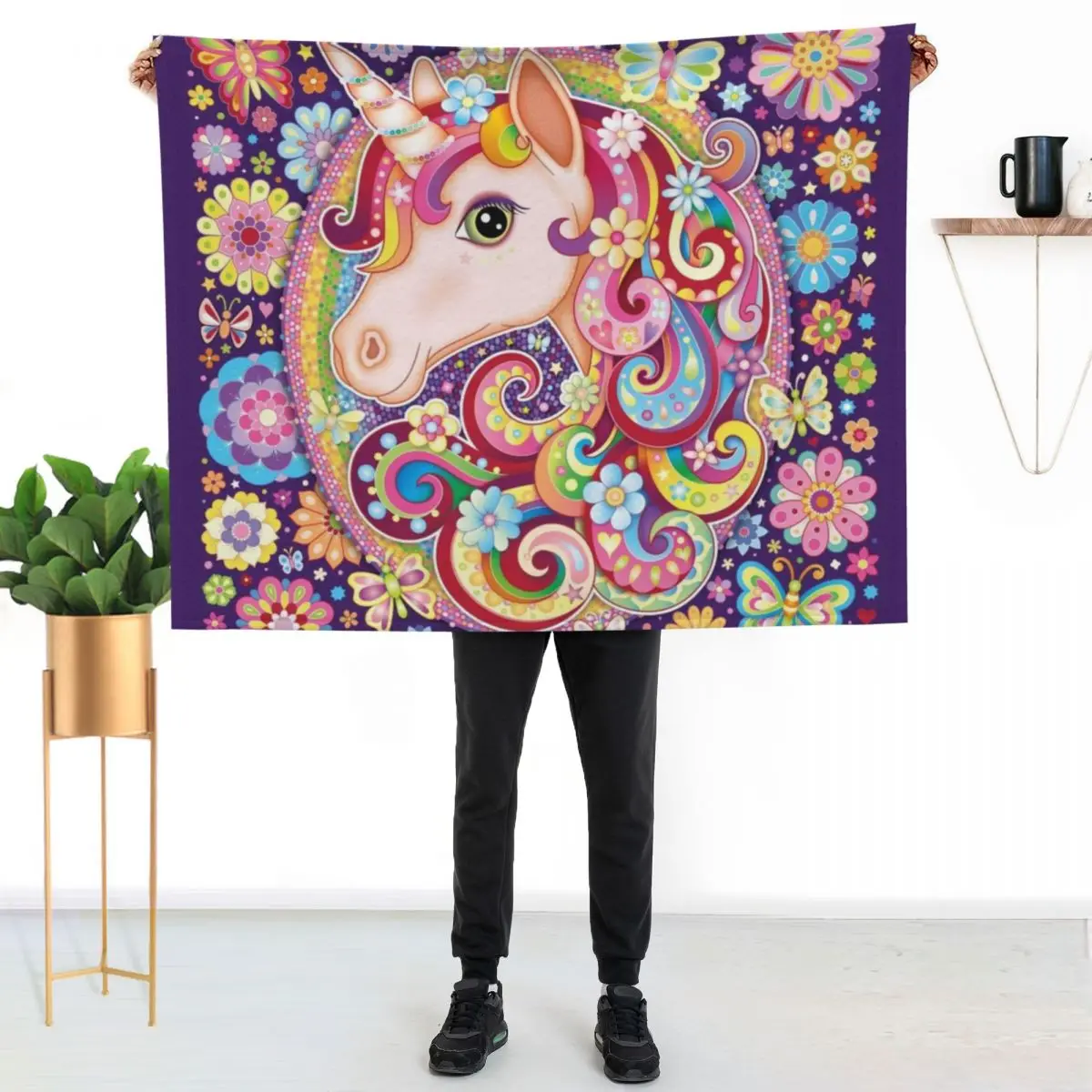 Unicorn Rainbow Art - Colorful Unicorn Art by Thaneeya McArdle Throw Blanket Plush Beach for sofa Furry Retros Stuffeds Blankets