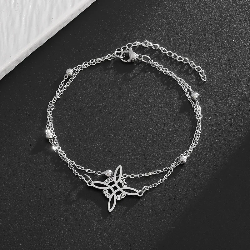 Irish Witch Knot Stainless Steel Double Layer Adjustable Bracelet for Women Supernatural Elegant Charm Jewelry Birthday Gift