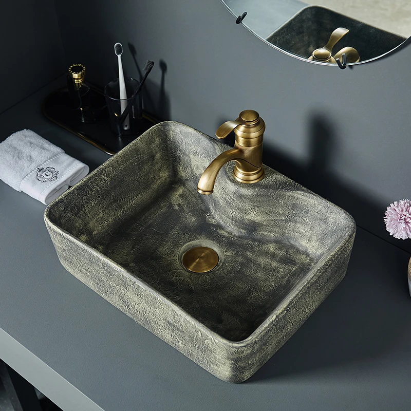 

Europe style luxury bathroom vanities chinese Jingdezhen Art Counter Top ceramic round counter top wash basin