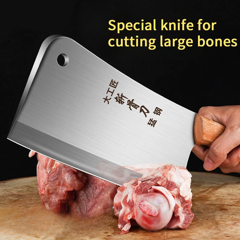 Cuchillo para cortar huesos engrosado, alta dureza, cuchillo especializado para cortar huesos de carne y oveja, artefacto machete comercial