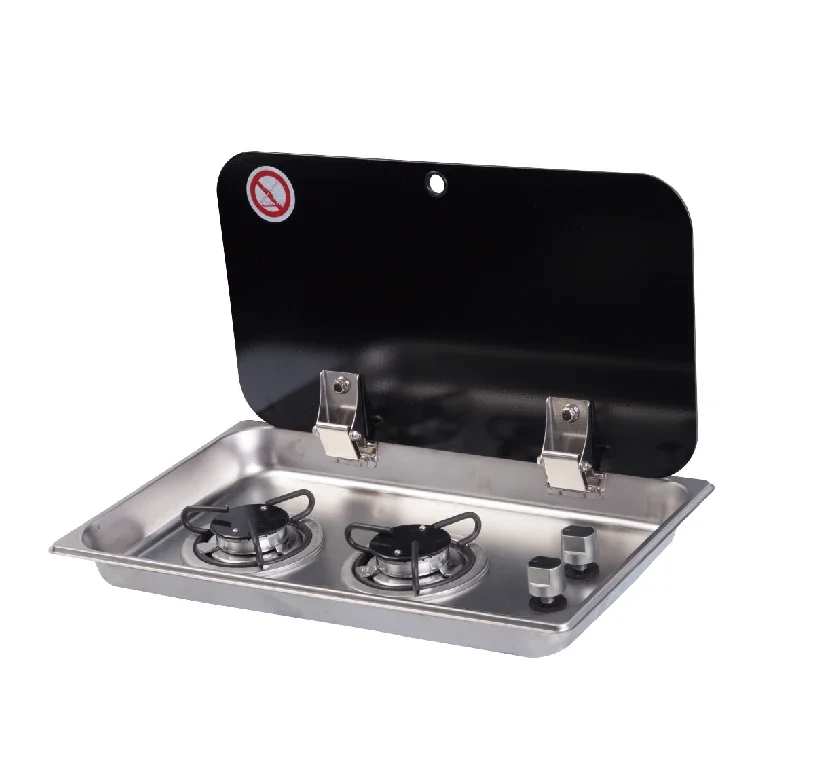 RV Gas Stove Stainless Steel Two Burners Electric Pulse Ignition Gas Cooktop
