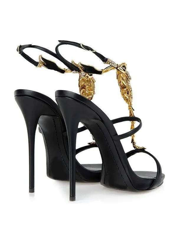 2023 Summer New Women\'s Stiletto Heel Sheepskin Peep Toe Platform With Rhinestone Sandals Shoes