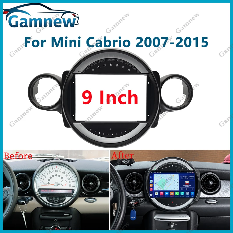 9 Inch Car Frame Fascia Adapter Canbus Box Decoder Android Radio Dash Panel Kit For Mini Cabrio Clubman Coupe Hatch Roadst 2007+