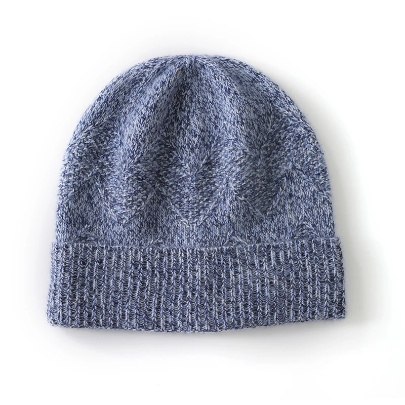 

Autumn Winter 100% Cashmere Stylish Hat New Knitted Thick Versatile Casual Unisex Ear Protection Warm Head Wrap Beanie