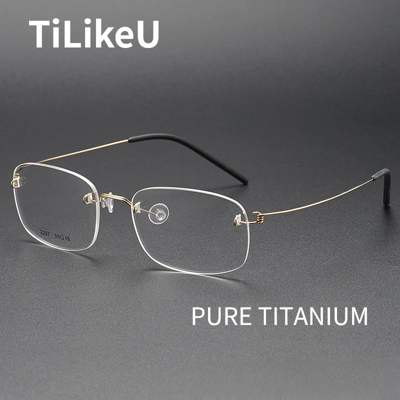 

Denmark Pure Titanium Rimless Glasses Frame Men Women Ultra Light Frameless Eyewear Titanium Screwless Myopia Blue Ray Glasses