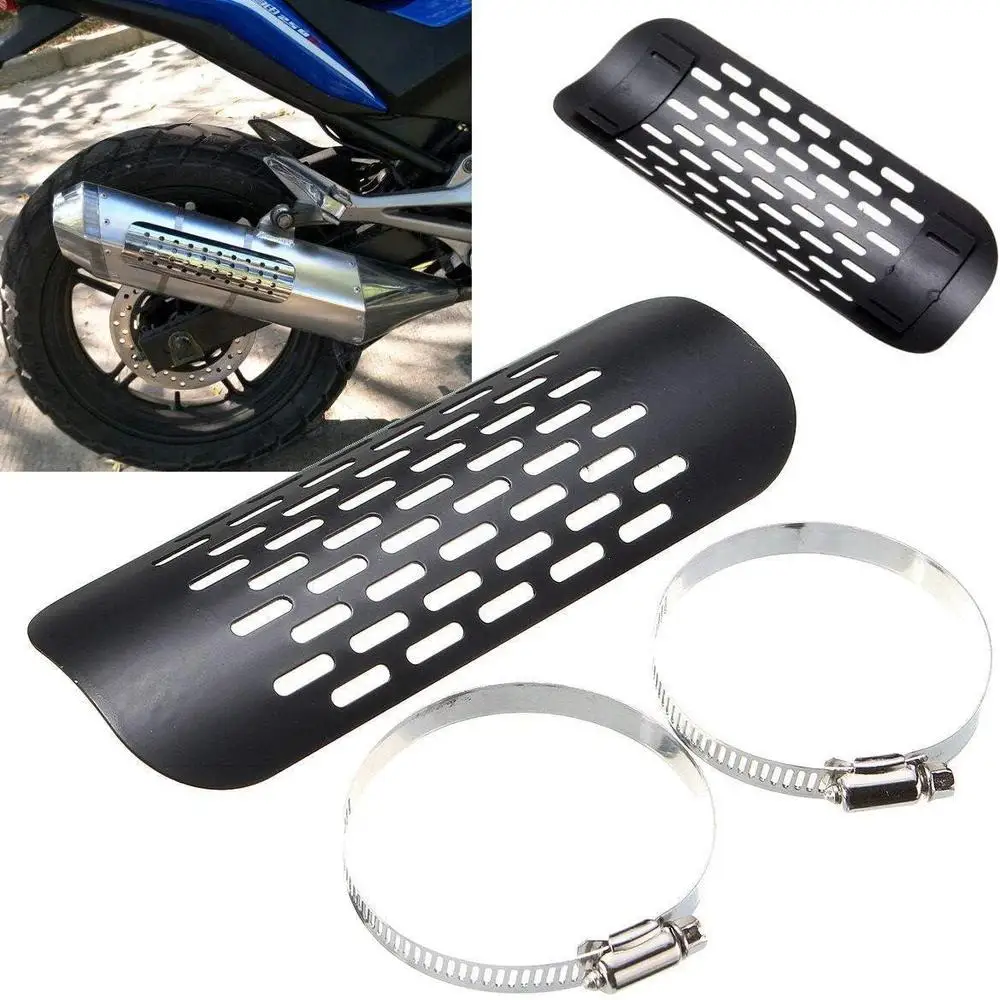 1Pcs Black Heat Shield and Clamps For Most Custom Choppers Cruisers Bike Black High-quality Alloy Material Auto Parts