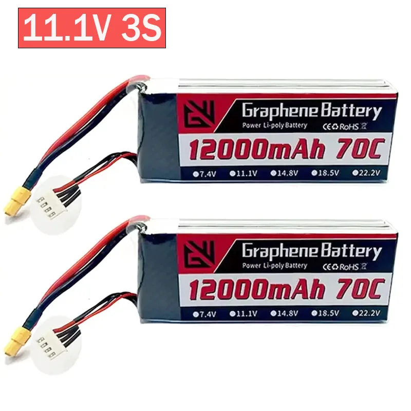 

3S 12000mAh Lipo Battery 11.1V 70C with T/XT60 XT90S Plug for RC Car Truck Drone Airplane FPV RC Hobby Models Parts