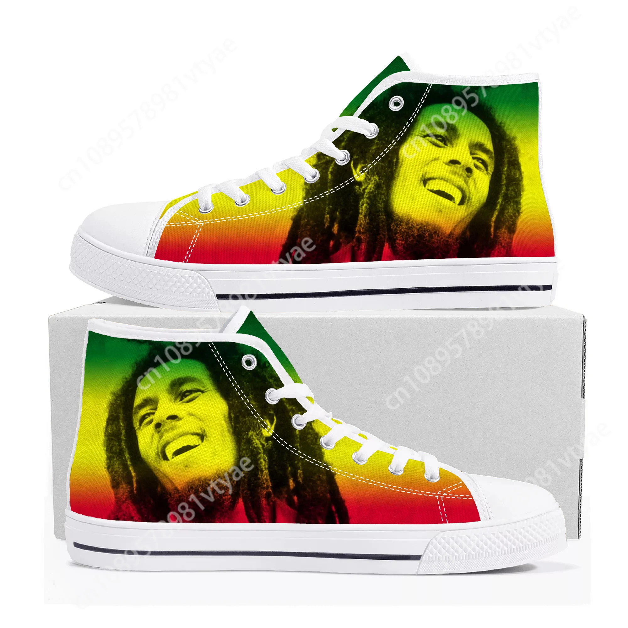 

Legend Bob Marley Reggae Rasta Music Rock High Top Sneakers Mens Womens Teenager Canvas Sneaker Casual Couple Shoes Custom Shoe