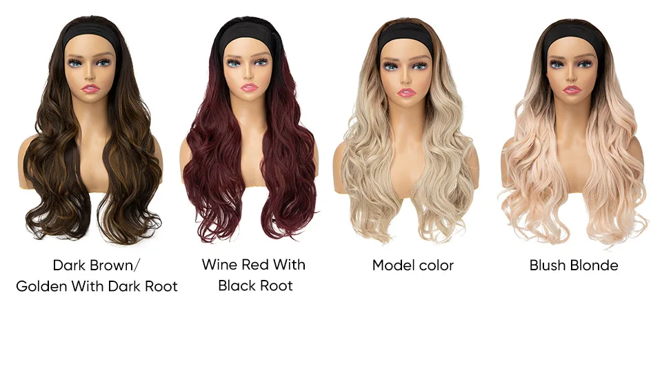 Long Curly Hair Braided Headband, Half Head Cover, Elegant Women's Hairstyle, Exquisite and Fashionable Wig