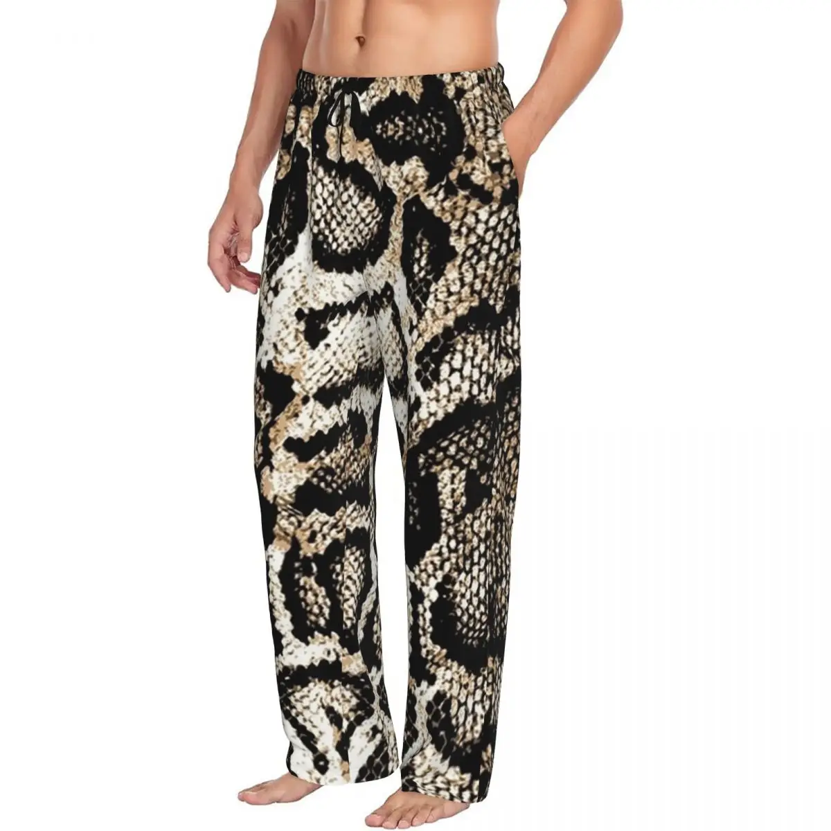 Custom Snake Skin Men Pajama Pants Lounge Sleep Sleepwear Bottoms with Pockets