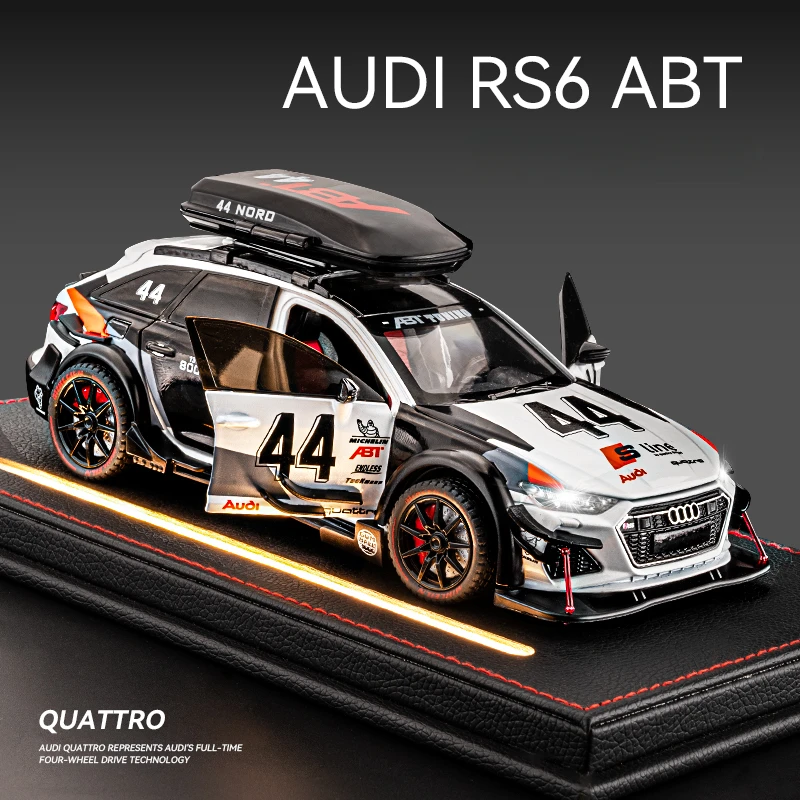 

Моделирование 1:24 Audi RS6 из сплава, модель спортивного автомобиля, коллективная миниатюрная модель Voiture со звуком и светом, литая под давлением металлическая игрушечная машина для мальчиков