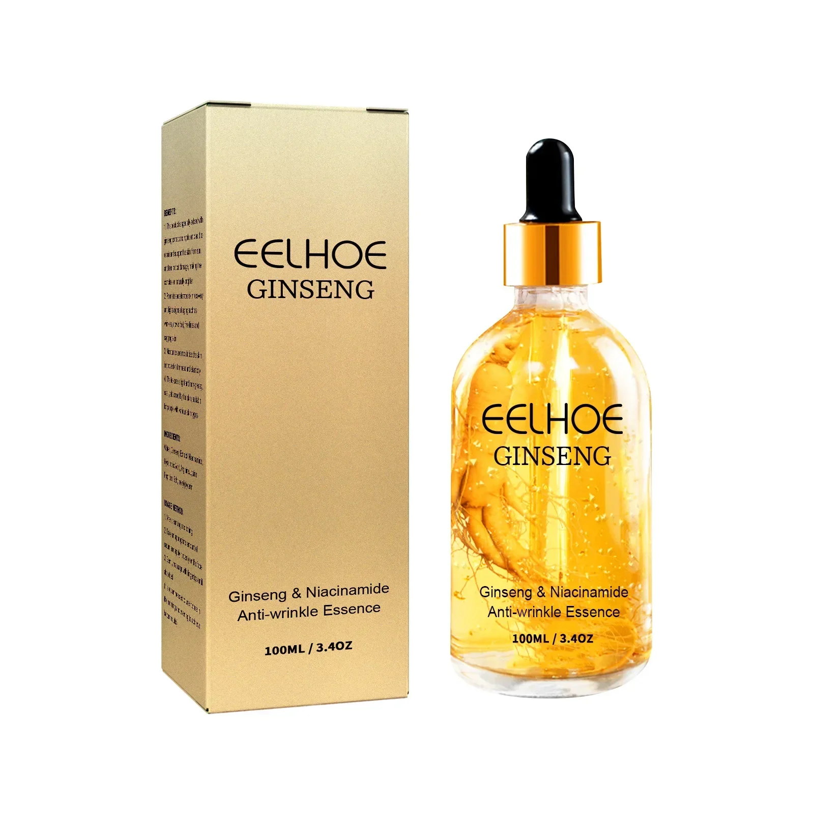 24K Gold Ginseng Serum Fade Fine Lines Anti Aging Essence for Face, Fade Fine Lines, Ujędrniająca i nawilżająca pielęgnacja skóry 100ml