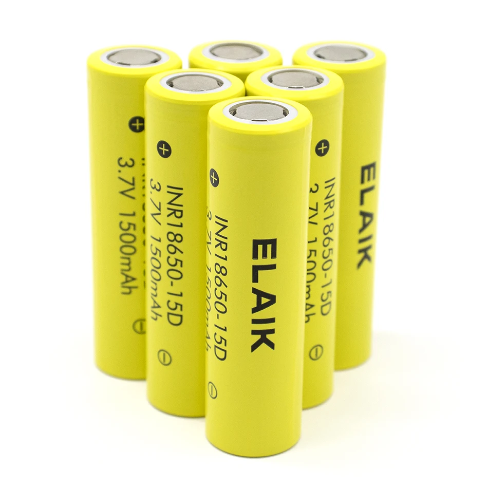 ELAIK-Nova bateria de lítio recarregável, 1500mAh INR18650, 3.7V, 15D, adequada para fontes de alimentação móveis e ferramentas elétricas, 4pcs