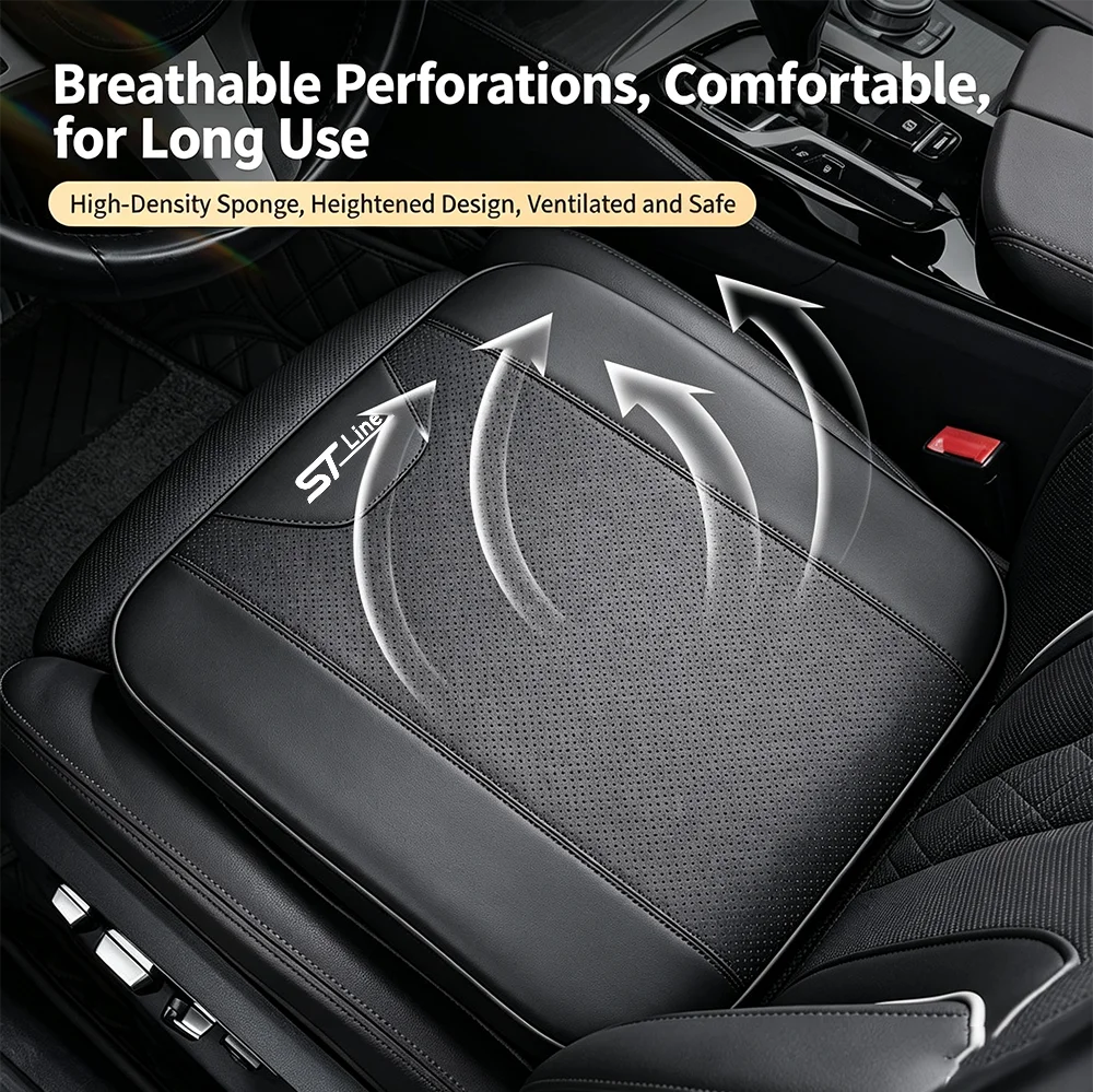 Car Seat Booster Cushion Memory Cotton 6cm Height Seat Cover Thickened Seat Pad for Ford ST Line MK3 MK4 Kuga Fiesta Accessories