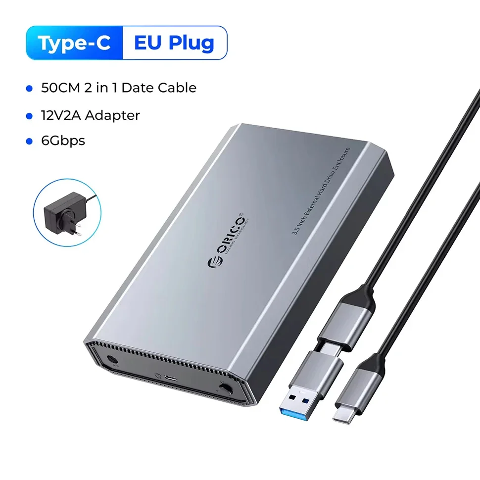 Orico Hdd Case 3.5 "Harde Schijf Behuizing Aluminium Usb3.1 Type-C Warmteafvoer Externe Hdd Docking Station Voor 2.5" 3.5 "Hdd