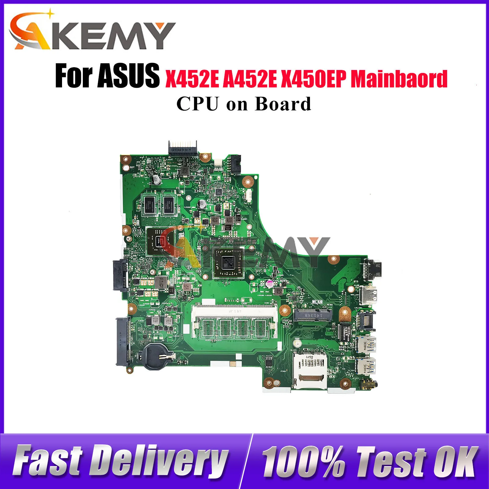 

X450EP Laptop Motherboard For ASUS VivoBook A452E X450EP X450E X452E Notebook Mainboard With CPU 100% tests OK fast shipping stk