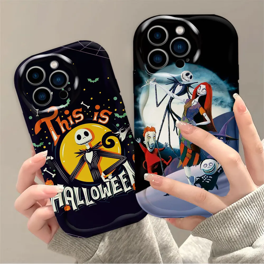 The Nightmare Before Christmas 3D Wave Phone Case For iPhone Apple 16 15 14 13 12 11 X XS 8 7 SE Pro Max Plus Soft Silicone Case