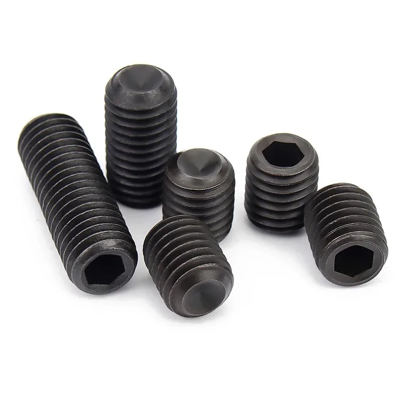 2/50pcs M3 M4 M5 M6 M7 M8 M10 M12 Fine Thread Black 12.9 Steel Hex Hexagon Socket Allen Cup Point Grub Headless Bolt Set Screw