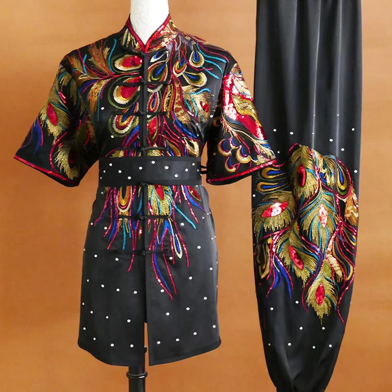 New Sequin Applique Embroidered Changquan Wushu Uniform Kids Students Competition Suit Teen Exam Men Women Custom Costume